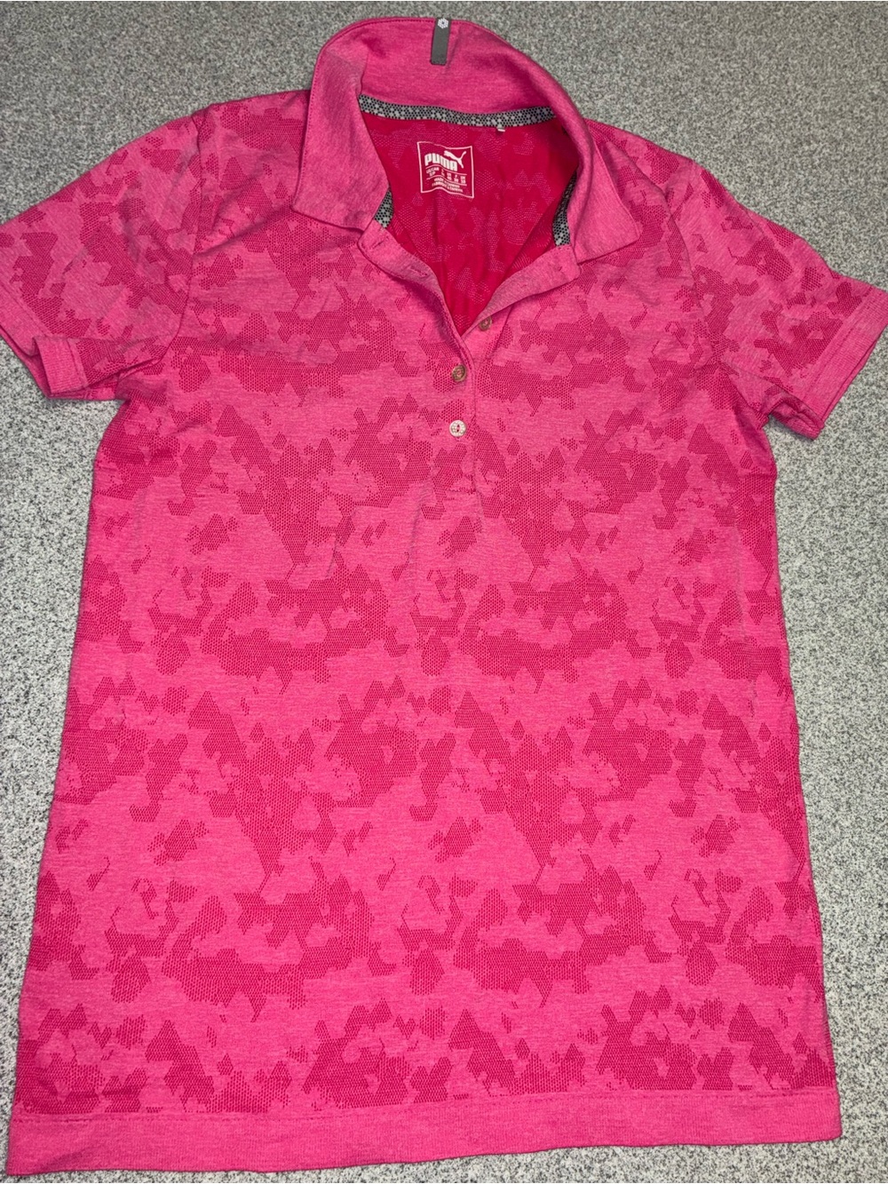 Puma Hot Pink Camouflage-Texture Golf Polo